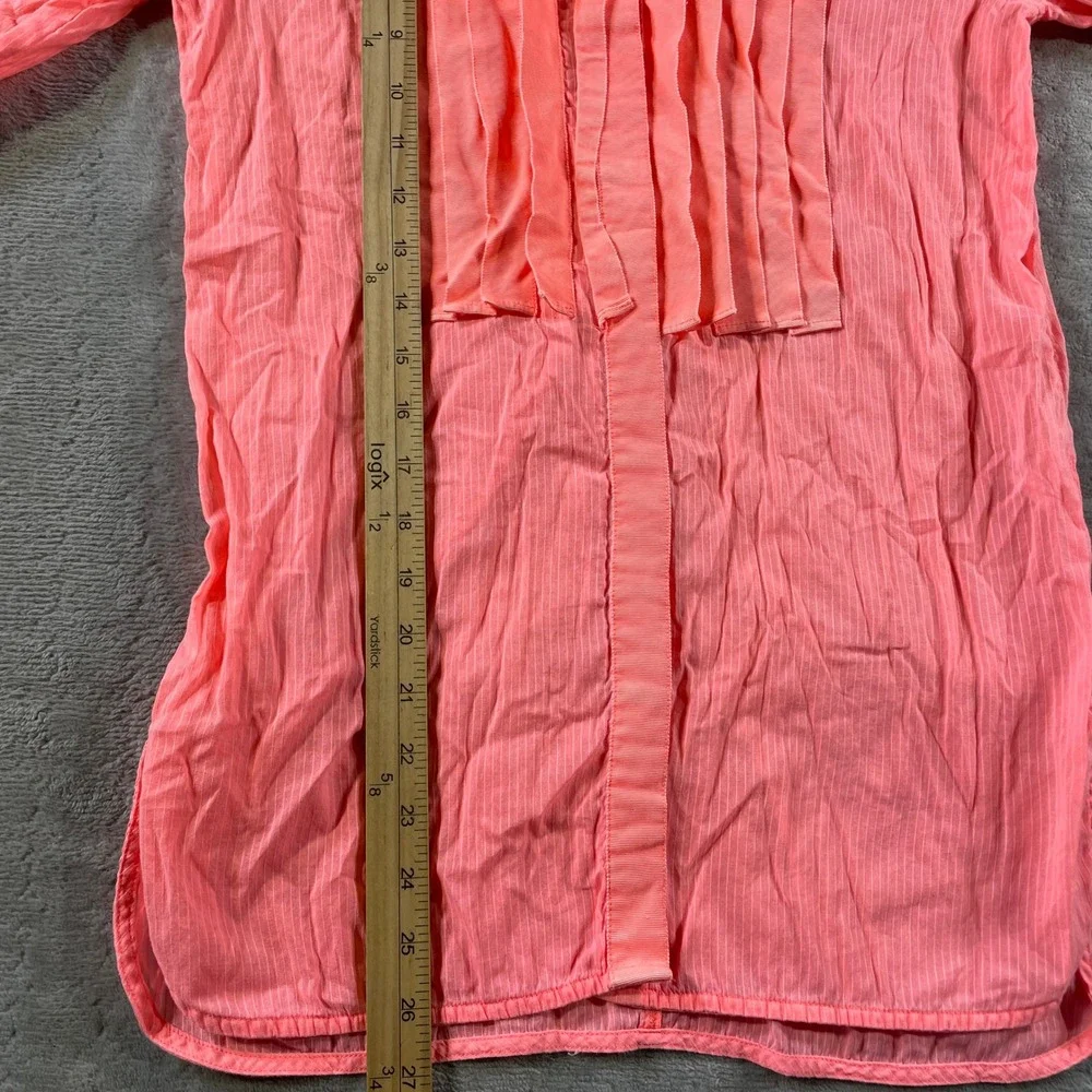 J  Crew Shirt Tunic Top Women 0 XS Pink Coral Pleated Front Coastal Beach Summer